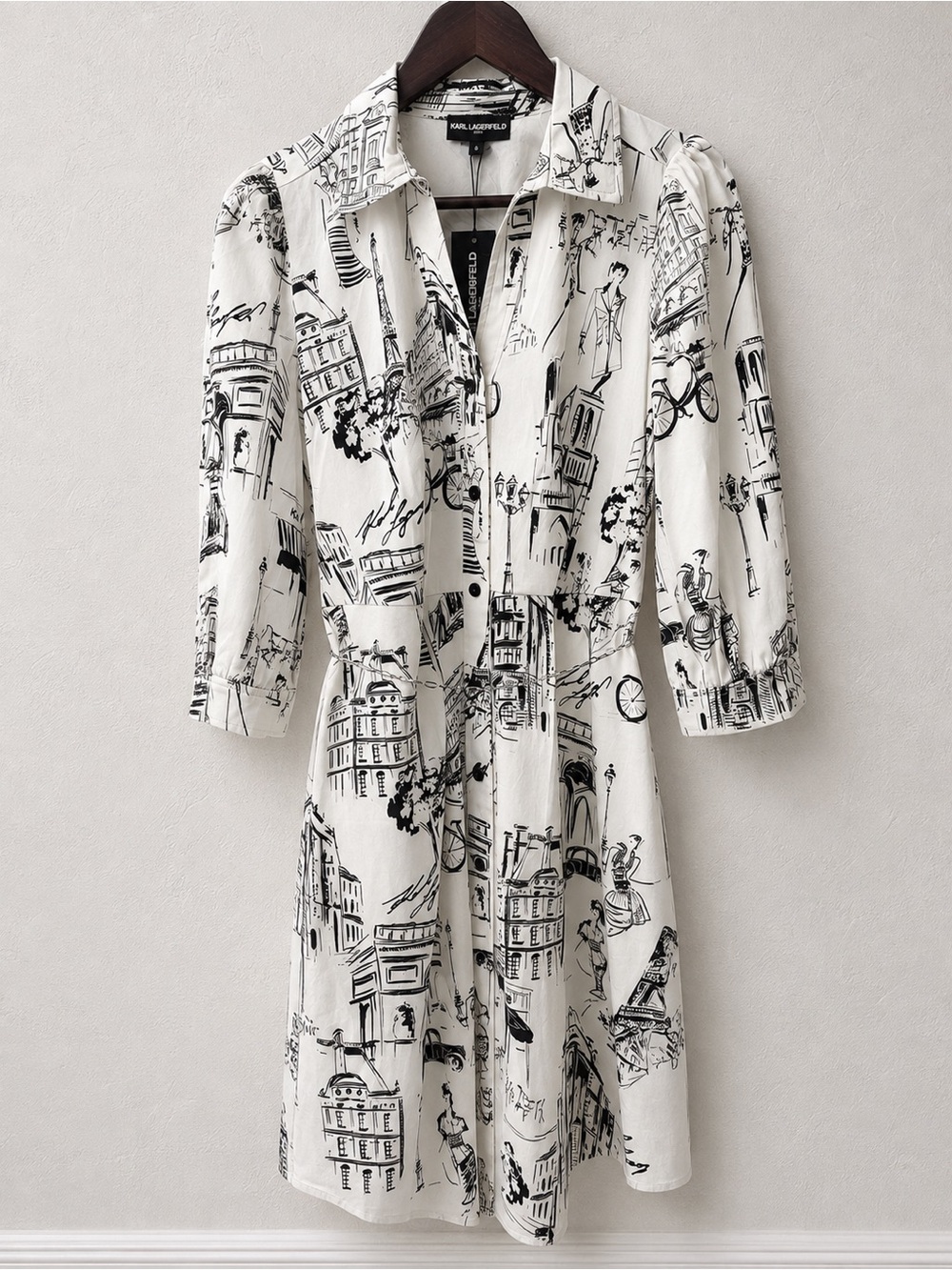 Karl Lagerfeld Paris Toile Sketch Shirt Dress – Size 8 - Picture 2 of 4